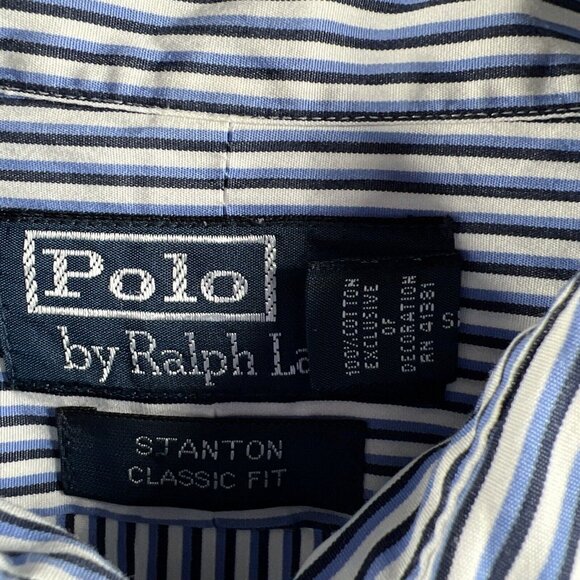 Polo Ralph Lauren Men's Shirt Large White Blue Pony Plaid Long Sleeve Stanton - Picture 4 of 9
